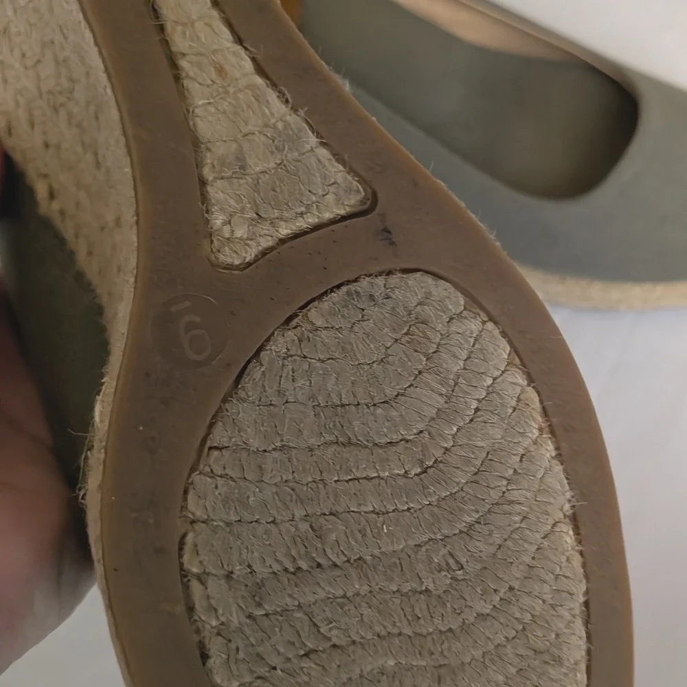 J. Crew Olive Green Canvas Espadrille Wedge‎ Heels Women's 9 Boho Coastal Work